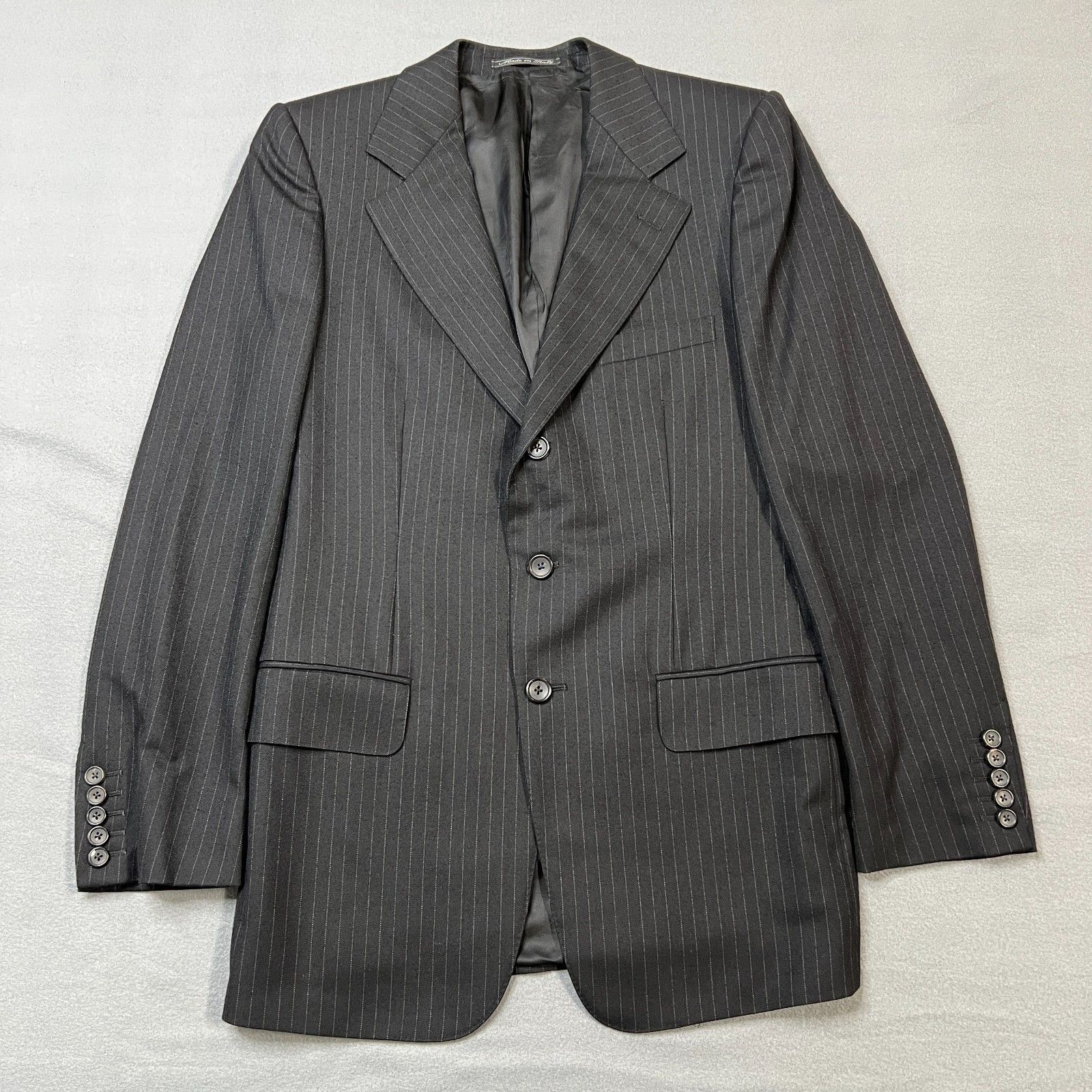 Gucci Tom Ford Blazer Mens Size 48r Black 100% Wool Pinstripe Notch Lapel